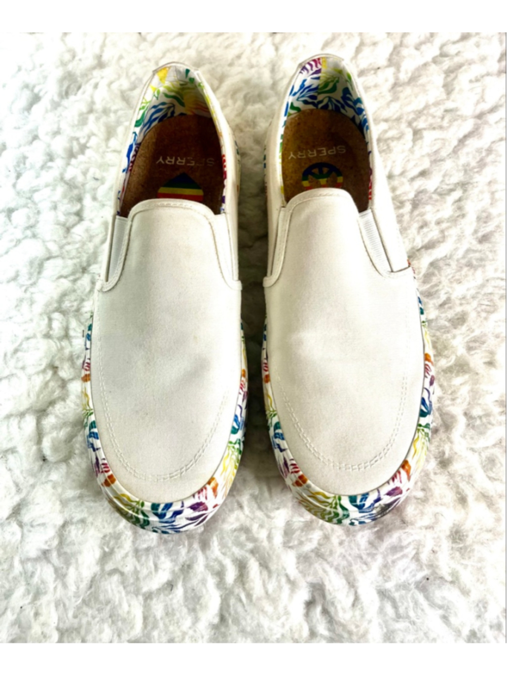Sperry Men's Striper II Twin Gore Pride Rainbow SlipOn Boat Shoe Sneakers Size 9